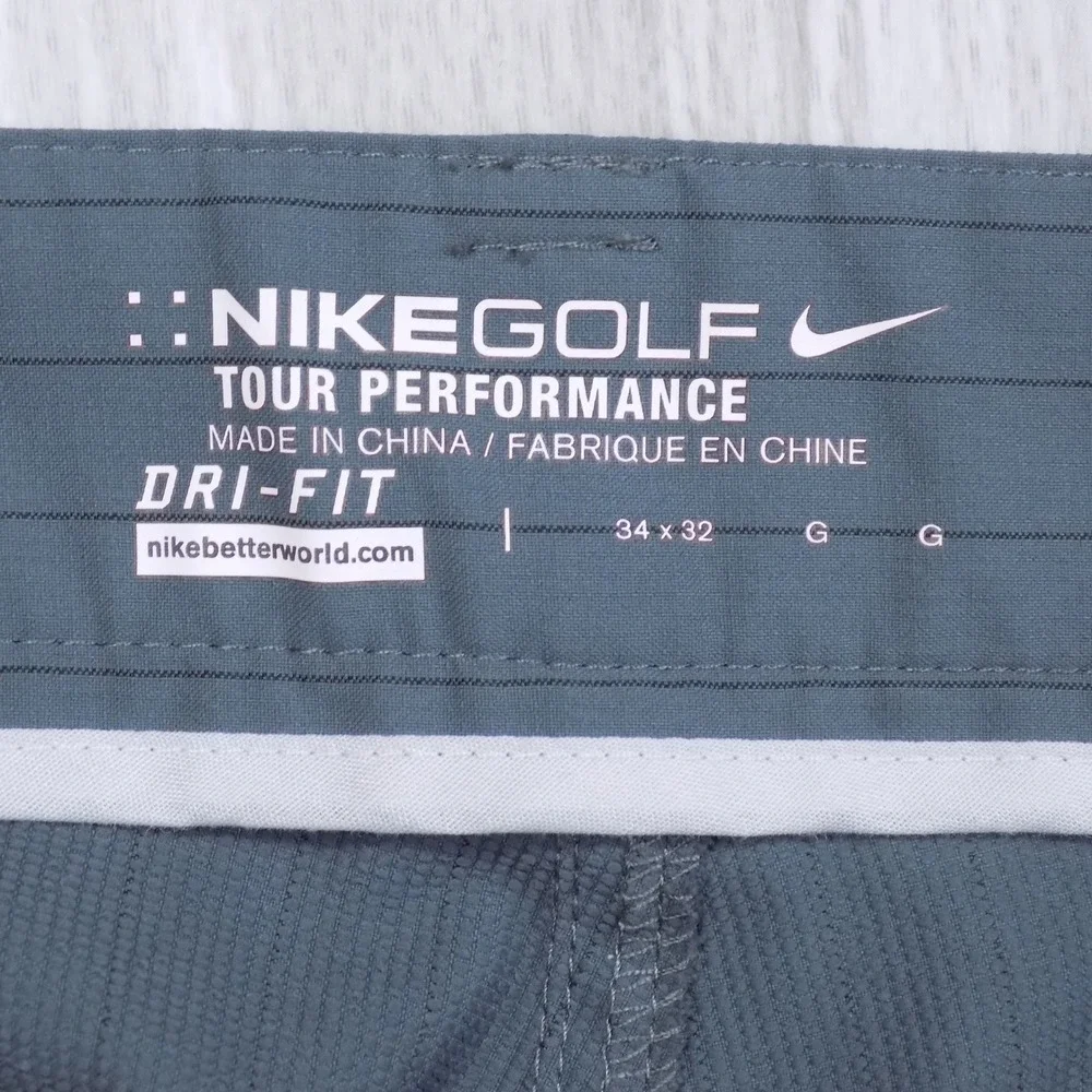 Nike Pants Mens 34x32 (fits 36x32) Tour Performance Dri-FIT Gray Pinstripe EUC